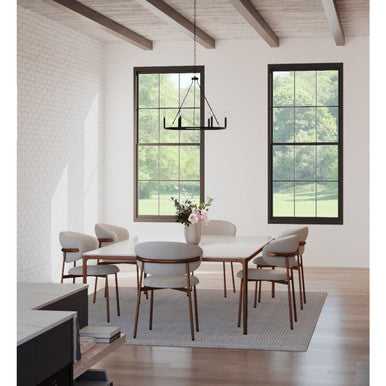 Gilliam Collection Six-Light Matte Black New Traditional Chandelier - Dry Location Listed