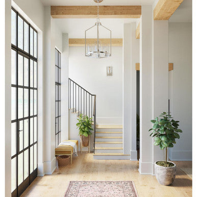 Goodwin Collection Four-Light Brushed Nickel Modern Farmhouse Hall & Foyer Light - Dry Location Listed