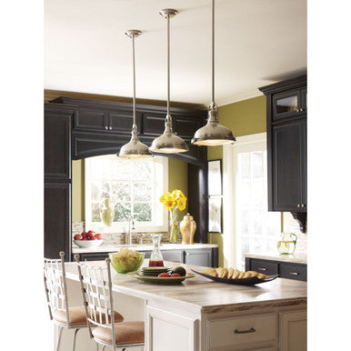 Fresnel Lens LED Collection Brushed Nickel Clear Fresnel Glass Coastal Pendant Light - Damp Location Listed - Model P5188-0930K9