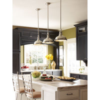 Fresnel Lens LED Collection Brushed Nickel Clear Fresnel Glass Coastal Pendant Light - Damp Location Listed - Model P5188-0930K9