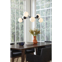 Haas Collection Six-Light Matte Black Mid-Century Modern Chandelier - Dry Location Listed - P400308-31M