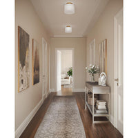 Adley Collection One-Light Satin Brass Etched Opal  Glass New Traditional Flush Mount Light