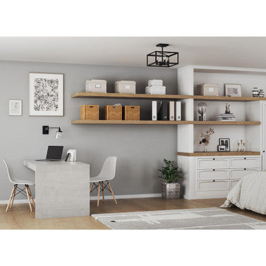 Hilllcrest Collection 13 in. Four-Light Matte Black Transitional Semi-Flush Mount Light - Damp Location Listed