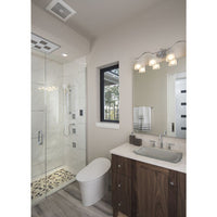 Inspire Collection Four-Light Polished Chrome Etched Glass Traditional Bath Vanity Light - Damp Location Listed