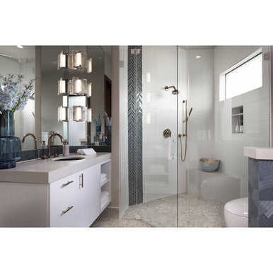 LED Stone Glass Sconce Collection Brushed Nickel ADA Wall Sconce - Damp Location Listed