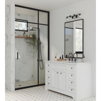 Lassiter Collection Four-Light Matte Black Clear Glass Modern Bath Vanity Light - Damp Location Listed