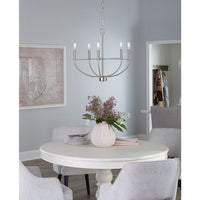 Leyden Collection Five-Light Brushed Nickel Farmhouse Style Chandelier - Dry Location Listed