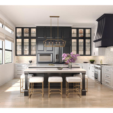 Parkhurst Collection Six-Light New Traditional Brushed Bronze Linear Island Chandelier Light - Dry Location Listed