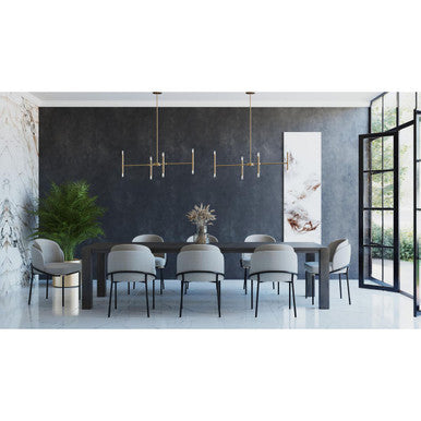 Arya Collection Eight-Light Brushed Gold Luxe Linear Chandelier - Dry Location Listed
