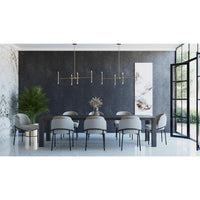 Arya Collection Eight-Light Brushed Gold Luxe Linear Chandelier - Dry Location Listed