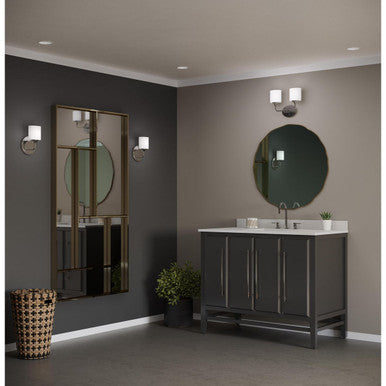 Lynzie Collection Two-Light Polished Chrome Etched Opal Glass Modern Bath Vanity Light - Damp Location Listed