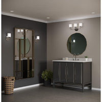 Lynzie Collection Three-Light Polished Chrome Etched Opal Glass Modern Bath Vanity Light - Damp Location Listed