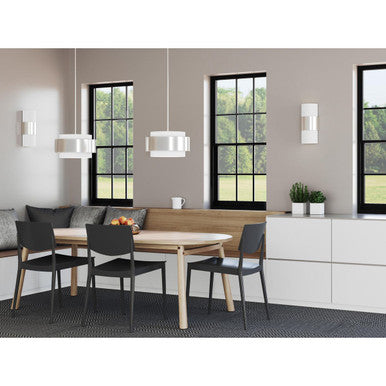 Silva Collection Two-Light Brushed Nickel White Linen Shade Wall Sconce - Damp Location Listed