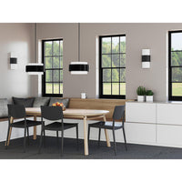 Silva Collection Three-Light Matte Black White Linen Shade Pendant - Dry Location Listed - Model P500400-31M