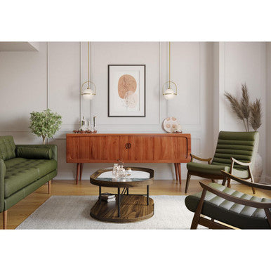 Delayne Collection One-Light Mid-Century Modern Brushed Bronze Etched Opal Glass Pendant Light - Dry Location Listed - Model P500358-109