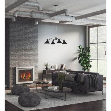 Trimble Collection Four-Light Matte Black Chandelier - Dry Location Listed