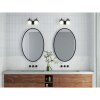 Fessler Collection Two-Light Matte Black Opal Glass Farmhouse Bath Light - Damp Location Listed