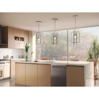 Atwell Collection One-Light Brushed Nickel Clear Glass Luxe Pendant Light - Dry Location Listed