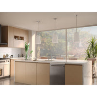 Clarion Collection One-Light Brushed Nickel Etched White Transitional Pendant - Dry Location Listed - Model P500430-009