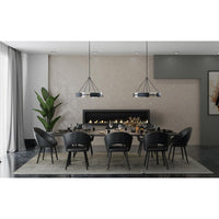 Lowery Collection Six-Light Matte Black Industrial Luxe Hanging Pendant Light with Aged Silver Leaf Accent - Dry Location Listed