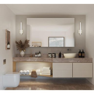 Phase 4 Collection 16 in. Brushed Nickel Small Modern Integrated 3CCT Integrated LED Linear Vanity Light - Damp Location Listed