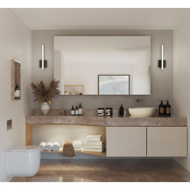 Phase 4 Collection 16 in. Matte Black Small Modern Integrated 3CCT Integrated LED Linear Vanity Light - Damp Location Listed