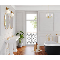 Lynzie Collection Two-Light Brushed Gold Etched Opal Glass Modern Bath Vanity Light - Damp Location Listed