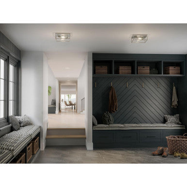 Perimeter Collection Two-Light Brushed Nickel Modern Style Flush Mount Ceiling Light - Damp Location Listed