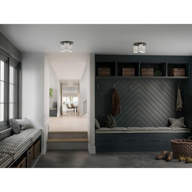 Cofield Collection 12 in. Three-Light Matte Black Transitional Flush Mount - Damp Location Listed