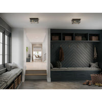 Barlowe Collection Two-Light Antique Bronze and Clear Seeded Glass Farmhouse Style Flush Mount Ceiling Light - Damp Location Listed