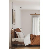 Atwell Collection 10-inch Matte Black and Clear Glass Globe Medium Hanging Pendant Light - Dry Location Listed