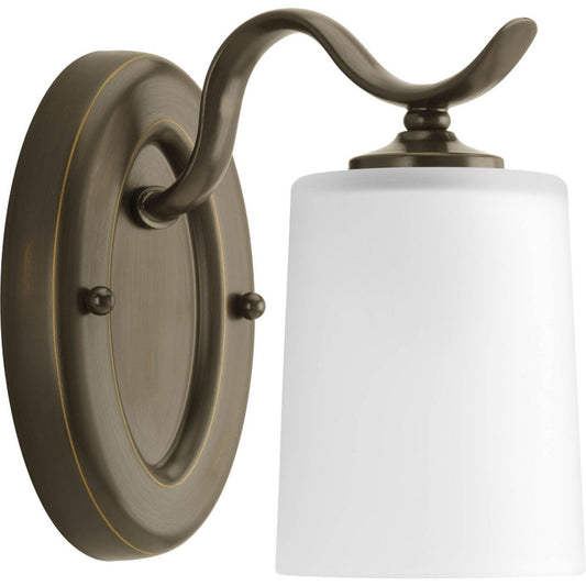 Progress Lighting Bath & Vanity Light - Inspire Collection One-Light Antique Bronze Etched Glass Traditional Bath Vanity Light - Model P2018-20