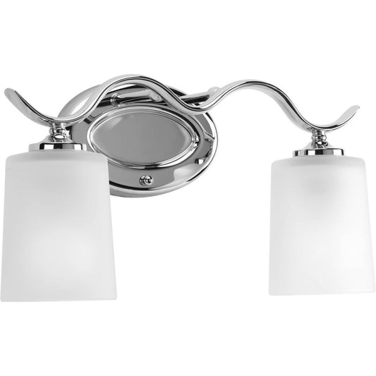 Progress Lighting Bath & Vanity Light - Inspire Collection Two-Light Polished Chrome Etched Glass Traditional Bath Vanity Light - Model P2019-15