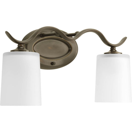 Progress Lighting Bath & Vanity Light - Inspire Collection Two-Light Antique Bronze Etched Glass Traditional Bath Vanity Light - Model P2019-20
