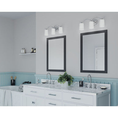 Inspire Collection Three-Light Polished Chrome Etched Glass Traditional Bath Vanity Light - Damp Location Listed
