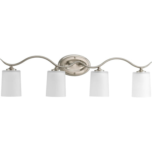 Progress Lighting Bath & Vanity Light - Inspire Collection Four-Light Brushed Nickel Etched Glass Traditional Bath Vanity Light - Model P2021-09