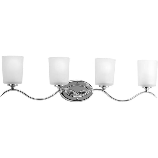 Progress Lighting Bath & Vanity Light - Inspire Collection Four-Light Polished Chrome Etched Glass Traditional Bath Vanity Light - Model P2021-15