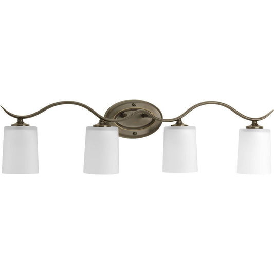 Progress Lighting Bath & Vanity Light - Inspire Collection Four-Light Antique Bronze Etched Glass Traditional Bath Vanity Light - Model P2021-20