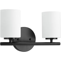 Replay Collection Two-Light Textured Black Etched Glass Modern Bath Vanity Light