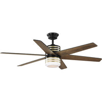 Carrollwood Collection 56-Inch Six-Blade Matte Black/Chestnut LED DC Motor Contemporary Ceiling Fan - Dry Location Only