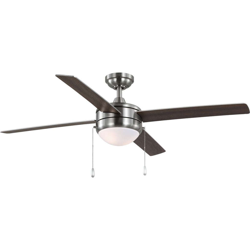 McLennan II Collection 52 in. Four-Blade Brushed Nickel Transitional Ceiling Fan with LED Light Kit - Dry Location Listed