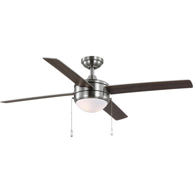 McLennan II Collection 52 in. Four-Blade Brushed Nickel Transitional Ceiling Fan with LED Light Kit - Dry Location Listed