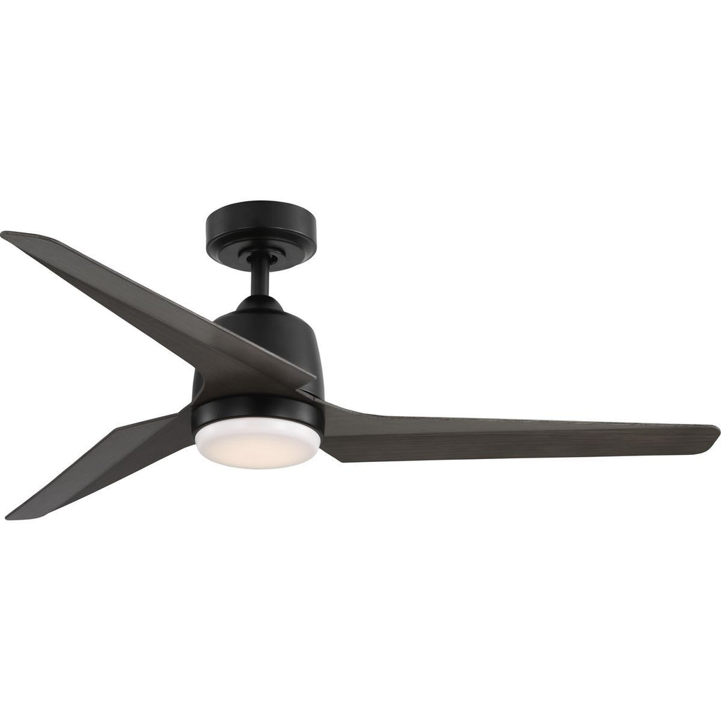 Upshur Collection 52 in. Matte Black Transitional Ceiling Fan with LED Light Kit - Damp Location Listed