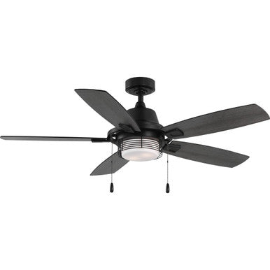 Freestone Collection 52 in. Five-Blade Matte Black Transitional Ceiling Fan with LED Lamped Light Kit - Dry Location Listed