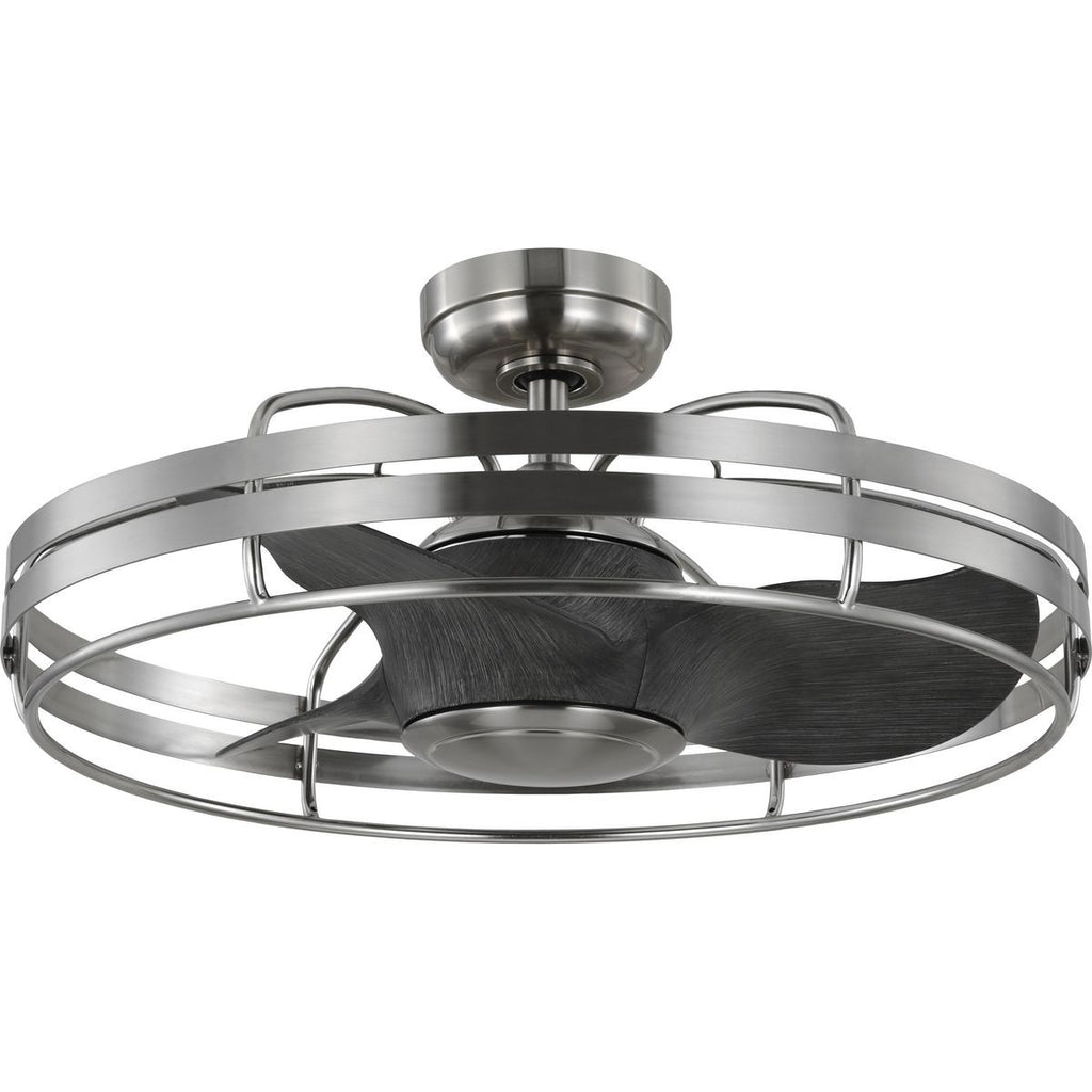 Bastrop Collection 26 in. Three-Blade Brushed Nickel Transitional Ceiling Fan with 3 Speed Remote Control - Damp Location Listed