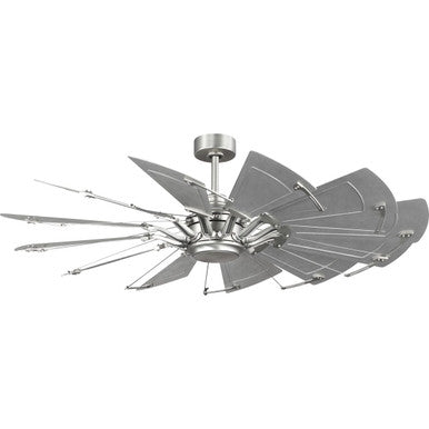 Springer II Collection 60-in Twelve-Blade Antique Nickel Modern Farmhouse Windmill Ceiling Fan - Damp Location Listed