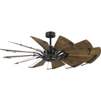 Springer II Collection 60-in Twelve-Blade Architectural Bronze Modern Farmhouse Windmill Ceiling Fan - Damp Location Listed