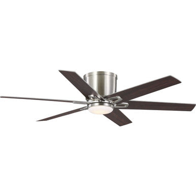 Bexar Collection 54 in. Six Blade Brushed Nickel Modern Farmhouse Ceiling Fan with Integrated LED Light - Dry Location Only
