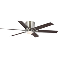 Bexar Collection 54 in. Six Blade Brushed Nickel Modern Farmhouse Ceiling Fan with Integrated LED Light - Dry Location Only