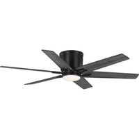 Bexar Collection 54 in. Six Blade Matte Black Modern Farmhouse Ceiling Fan with Integrated LED Light - Dry Location Only